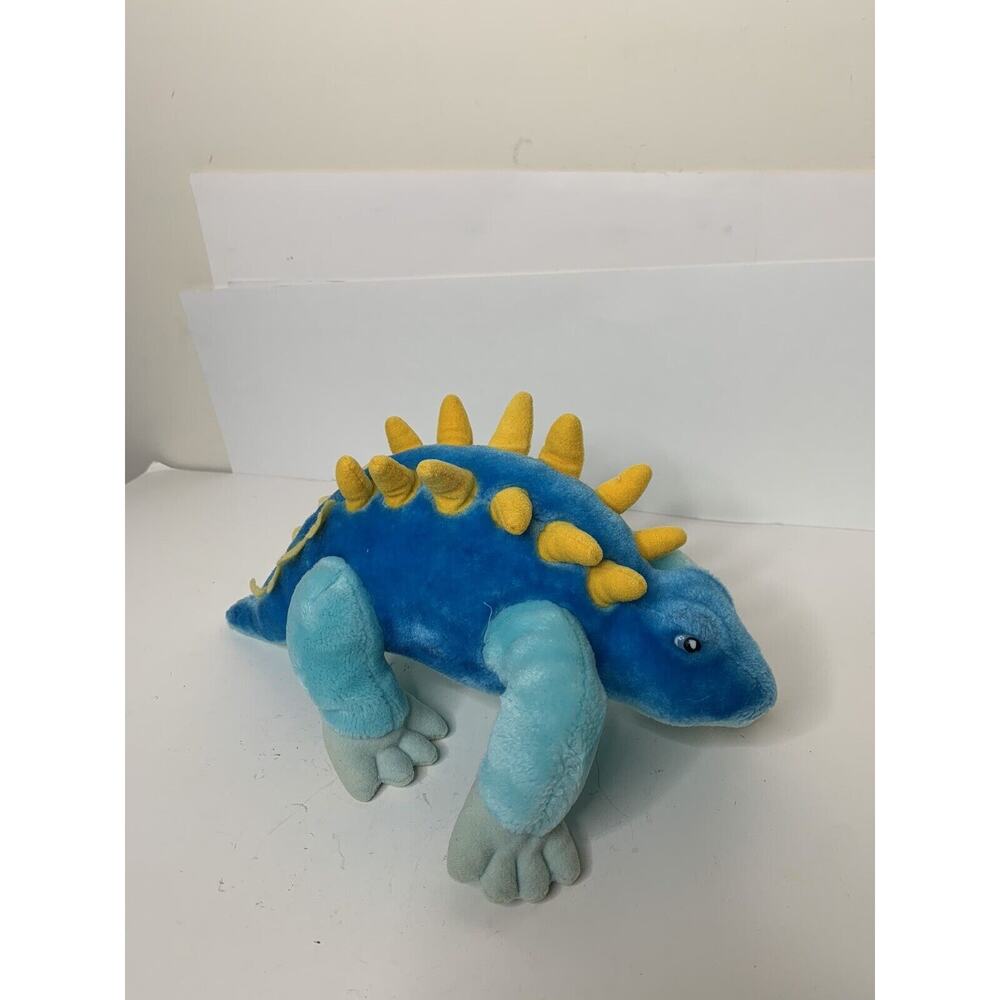 Vintage Dinosaur 13” Plush Stuffed Toy Thaddeus Special Effects Blue Yellow FLAW